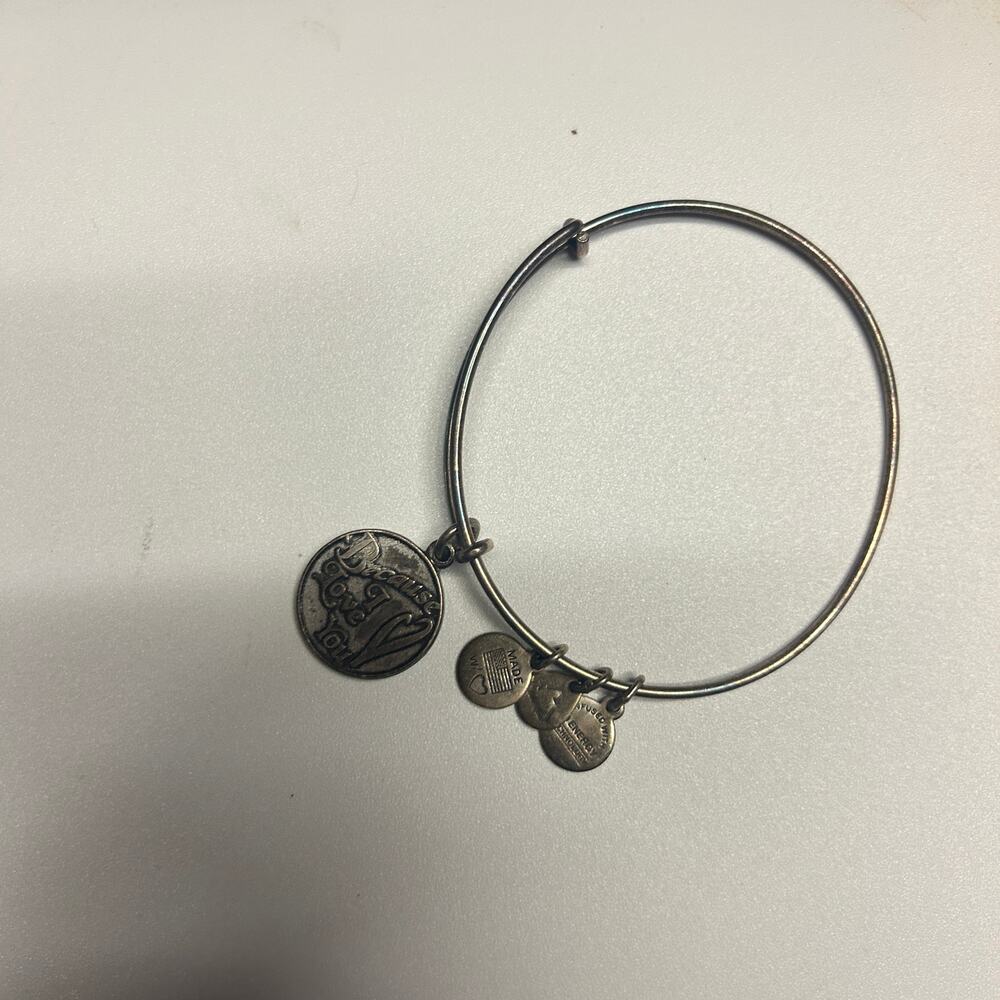 Alex and Ani Silver-Tone Bangle Bracelet 2015 Because I Love You
